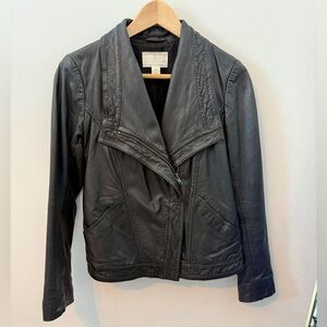 Caslon leather shawl collar jacket in black